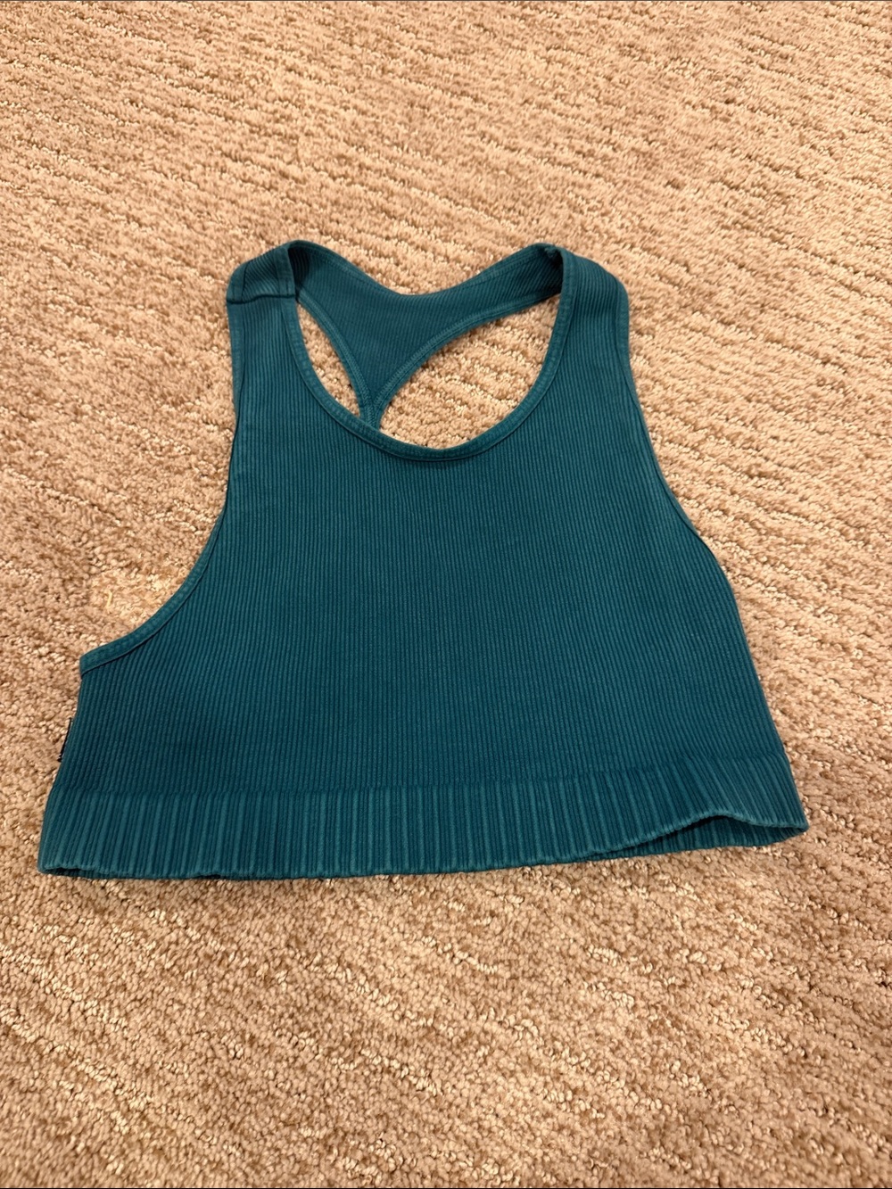 Tiger Friday Ribbed Racerback Crop Top in Teal